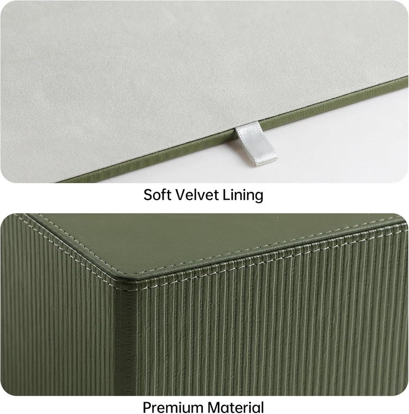 Cretkhp Tissue Box Cover Square with Magnetic Closure, PU Leather Tissue Box Holder for Bathroom NightStands Livingroom, Decorative Modern Square Tissue Holder (Green) - Image 4